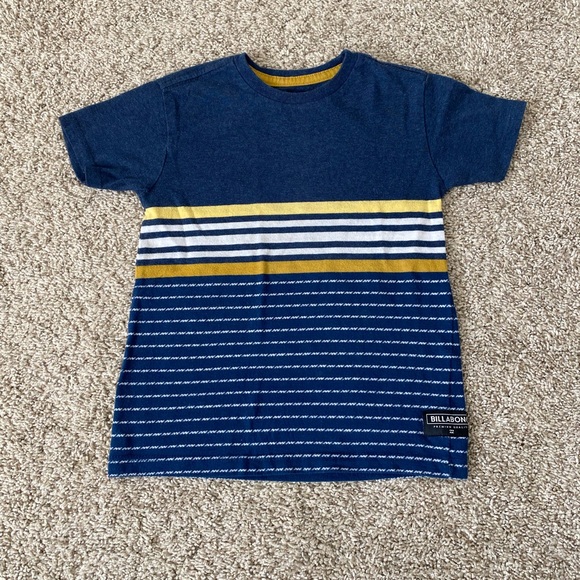 Billabong toddler boys blue yellow striped short sleeve t-shirt tee size 3T - Picture 2 of 8